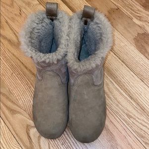No. 6 Taupe Shearling Clog Boots